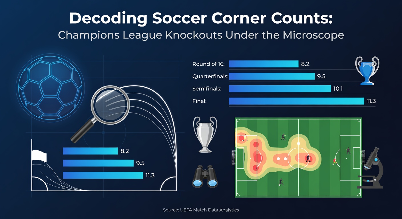 Detaillierte Heatmap eines Champions-League-Viertelfinals, die Eckball-Hotspots auf dem Platz visualisiert und taktische Muster hervorhebt